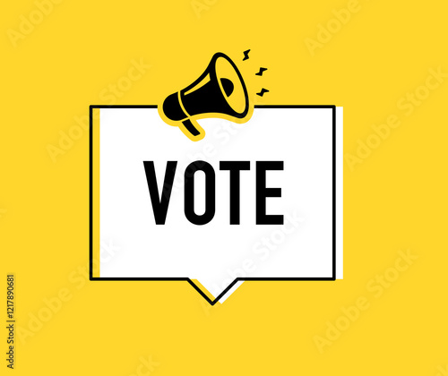 Megaphone with vote speech bubble. Loudspeaker. Banner for business, marketing and advertising. Vector illustration.