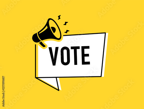 Megaphone with vote speech bubble. Loudspeaker. Banner for business, marketing and advertising. Vector illustration.