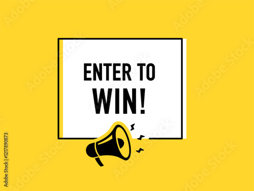 Megaphone with enter to win prizes speech bubble. Loudspeaker. Banner for business, marketing and advertising. Vector illustration.