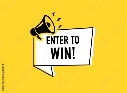 Megaphone with enter to win prizes speech bubble. Loudspeaker. Banner for business, marketing and advertising. Vector illustration.