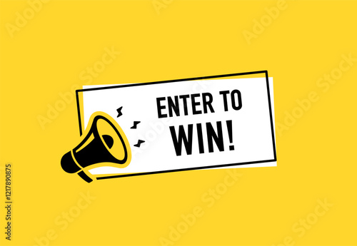Megaphone with enter to win prizes speech bubble. Loudspeaker. Banner for business, marketing and advertising. Vector illustration.