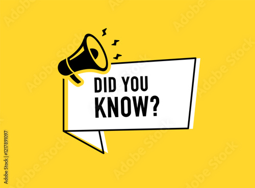 Megaphone with Did you know speech bubble. Loudspeaker. Banner for business, marketing and advertising. Vector illustration.