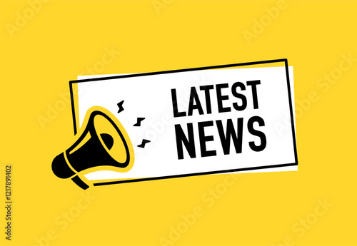 Megaphone with latest news speech bubble. Loudspeaker. Banner for business, marketing and advertising. Vector illustration