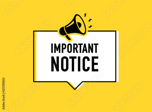 Megaphone with Important notice speech bubble. Loudspeaker. Banner for business, marketing and advertising. Vector illustration
