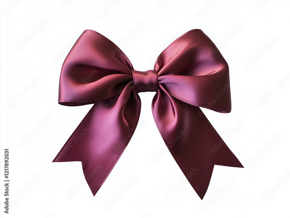 Fototapeta premium Purple, maroon bow isolated on white background