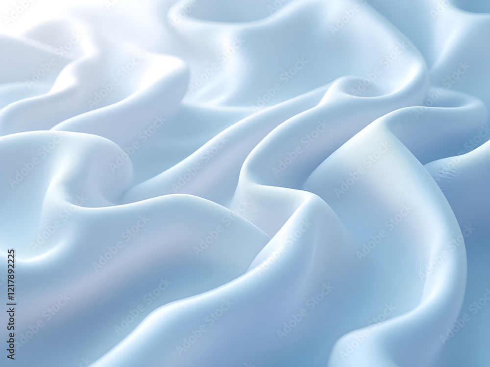 Obraz premium Luxurious Blue Satin Fabric with Soft Waves and Smooth Elegant Draped Texture