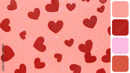 Beautiful hearts made of paper on pink background. National Sweetest Day