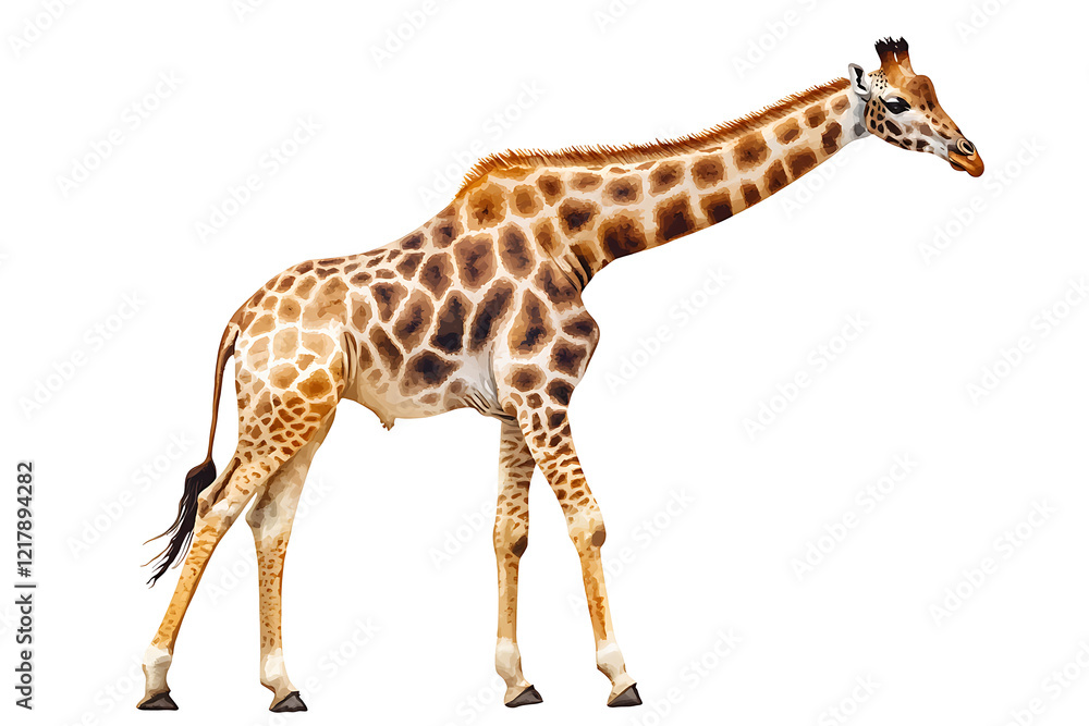 Fototapeta premium A giraffe standing gracefully against a white background.