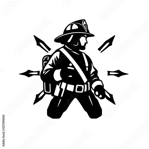 Firefighter: A Symbol of Courage and Bravery. This powerful image depicts a firefighter, ready for action, embodying the spirit of service and protection.