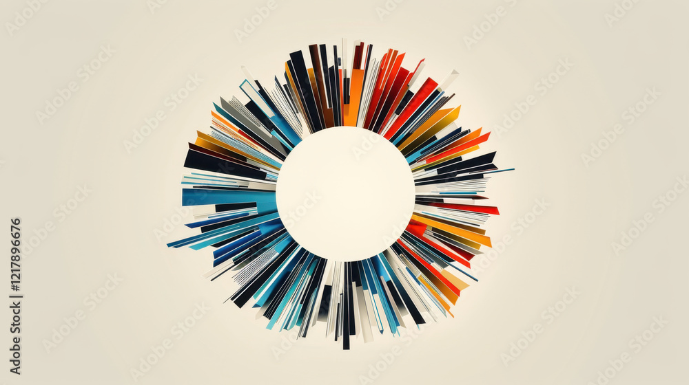 Obraz premium vibrant circular arrangement of colorful books creates striking visual display, showcasing various shades and styles. This artistic representation emphasizes creativity and knowledge