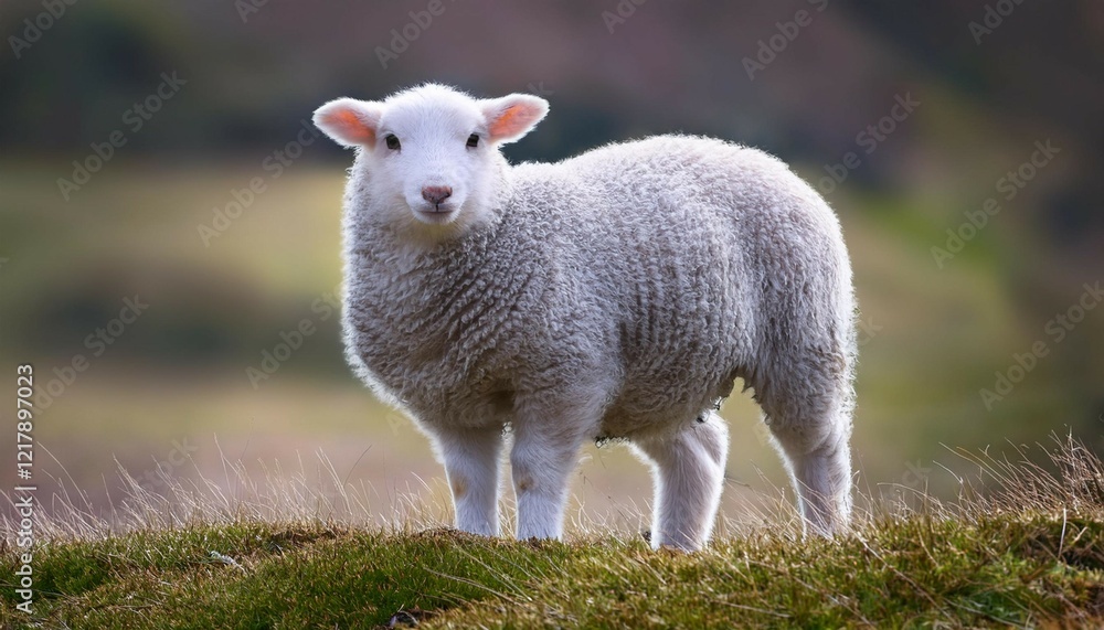 Obraz premium a cute fluffy sheep standing gracefully showcasing its soft wool coat and gentle expression perfect for nature themed projects