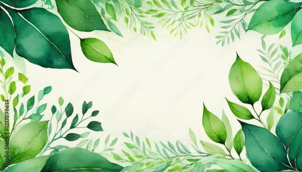 watercolor green leaves frame copy space background watercolor green leaves frame copy space background