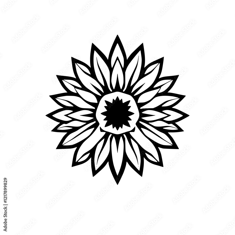 Black and White Flower Graphic Design: Elegant Floral Pattern, Botanical Illustration, Simple Nature Art, Vector Image Black and White Flower Graphic Design: Elegant Floral Pattern, Botanical Illustration, Simple Nature Art, Vector Image