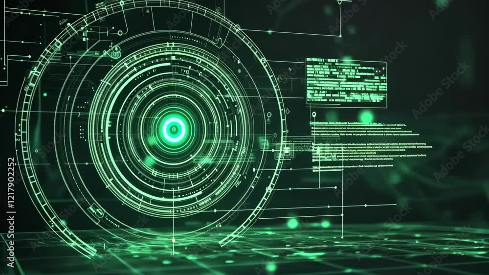 High-Tech Green HUD Target Interface Animation for Interactive Motion Graphics