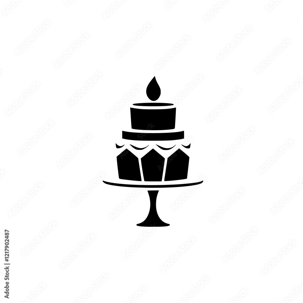 A delectable tiered cake, adorned with a single candle, sits elegantly on a cake stand, perfect for birthdays, weddings, or any special celebration. A delectable tiered cake, adorned with a single candle, sits elegantly on a cake stand, perfect for birthdays, weddings, or any special celebration.