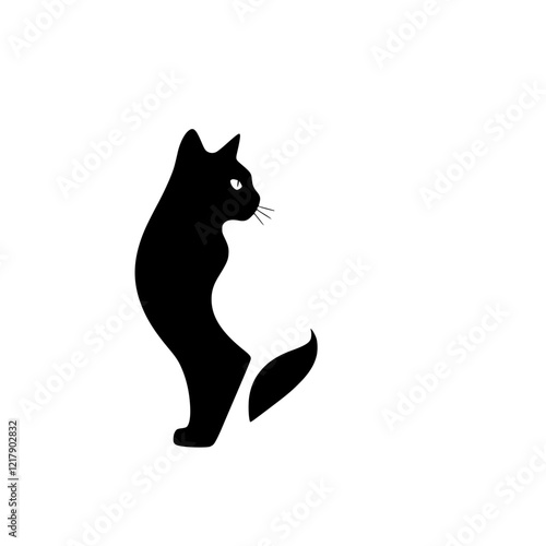 Wallpaper Mural Elegant Black Cat Silhouette: Minimalist Animal Vector Graphic Torontodigital.ca