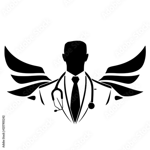 Angelic Doctor: A Symbol of Healing and Hope. This powerful image depicts a doctor with wings, representing medical care, compassion, and the pursuit of wellness.