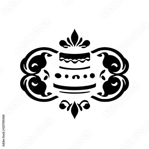 Wallpaper Mural Elegant Cake Design: A Black and White Masterpiece. Perfect for bakeries, restaurants, and dessert lovers. This image showcases a stylish cake design, ideal for branding and marketing. Torontodigital.ca