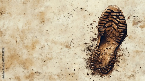 Muddy boot print earth tones textured background. AI Generated