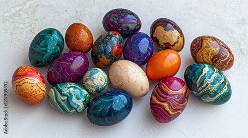 Crafting colorful easter eggs artisan collection of vibrant eggs in aesthetic display photo