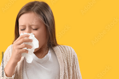 Ill little girl with tissue...