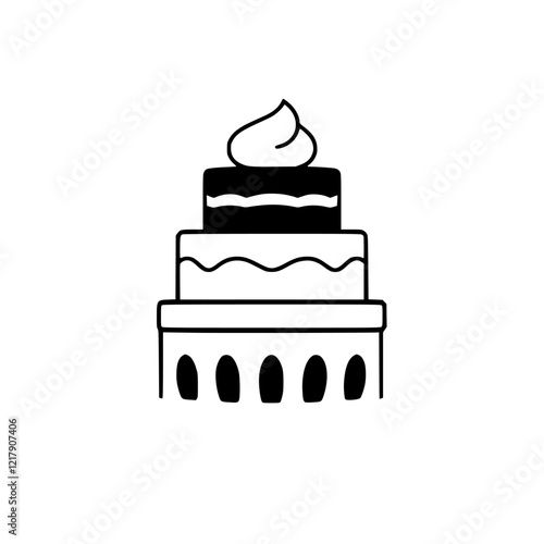 A delectable three-layered cake, adorned with creamy frosting, perfect for birthdays, anniversaries, or any special occasion. This image is ideal for food blogs, bakeries, and party planners.