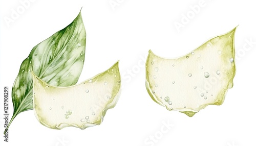 Close-up of fresh green aloe vera leaves with droplets, showcasing their texture and natural beauty