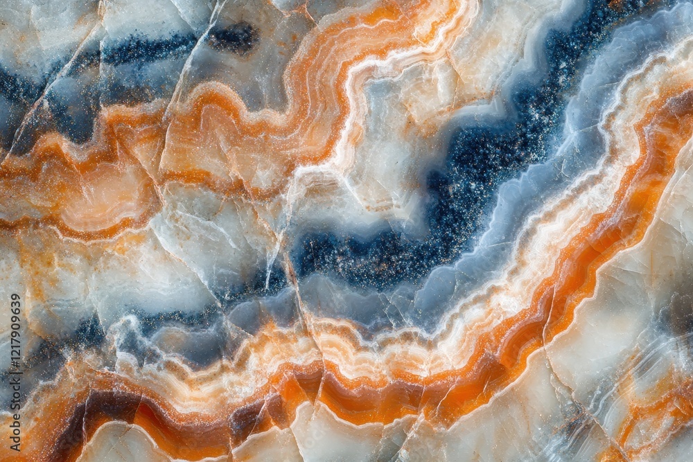 Fototapeta premium Abstract Blue Orange White Onyx Stone Texture