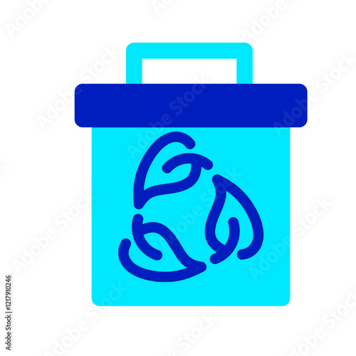trash recycle and leaf duo tone icon