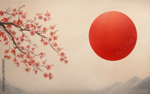 Retro plum blossom theme red background
