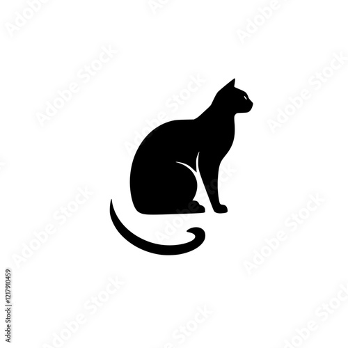 Elegant Black Cat Silhouette: A Majestic Feline Image
