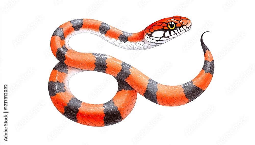 Naklejka premium Vibrant illustration of a colorful snake coiling with striking patterns against a plain background