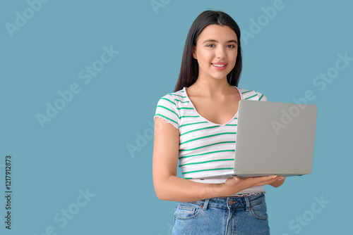 Happy female programmer wor...