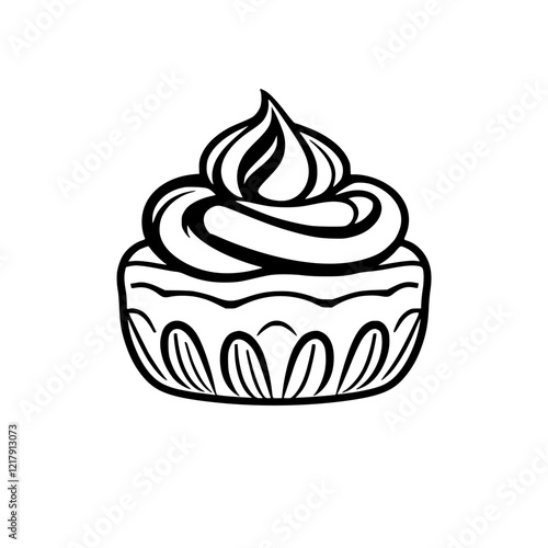 Scrumptious Cupcake: A Delightful Dessert. Sweet Pastry, Creamy Frosting, Baked to Perfection. Indulge in this Culinary Treat!