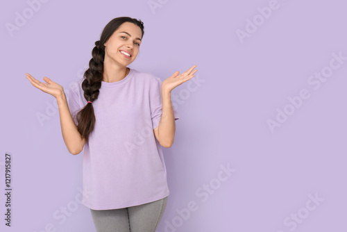 Happy young woman in t-shir...
