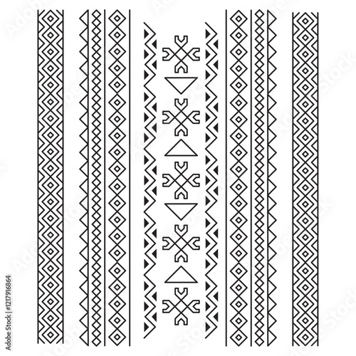 Saudi Arabia Riyadh Sadou cultural pattern, Editable Stroke	