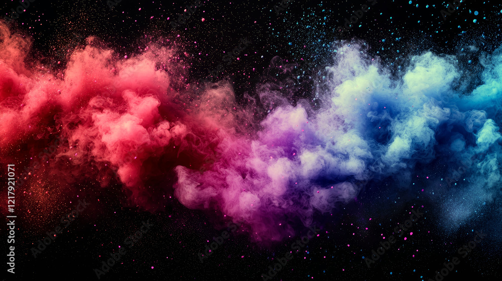 Obraz premium Cosmic Smoke: Abstract Nebula of Red, Blue, Pink and Purple Hues