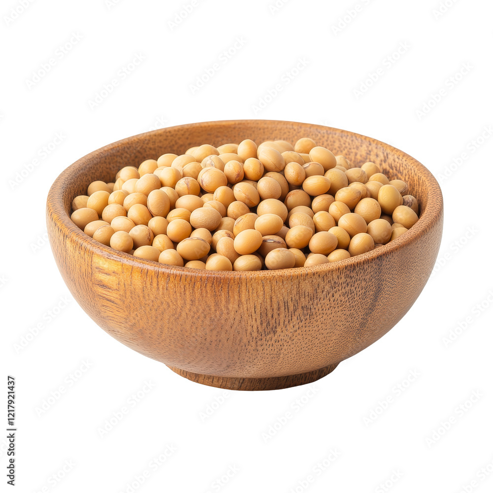 Soybeans in a wooden bowl on a transparent background, highlighting the natural texture and color of the legumes, Soy beans in wood bowl isolated on transparent background Soybeans in a wooden bowl on a transparent background, highlighting the natural texture and color of the legumes, Soy beans in wood bowl isolated on transparent background