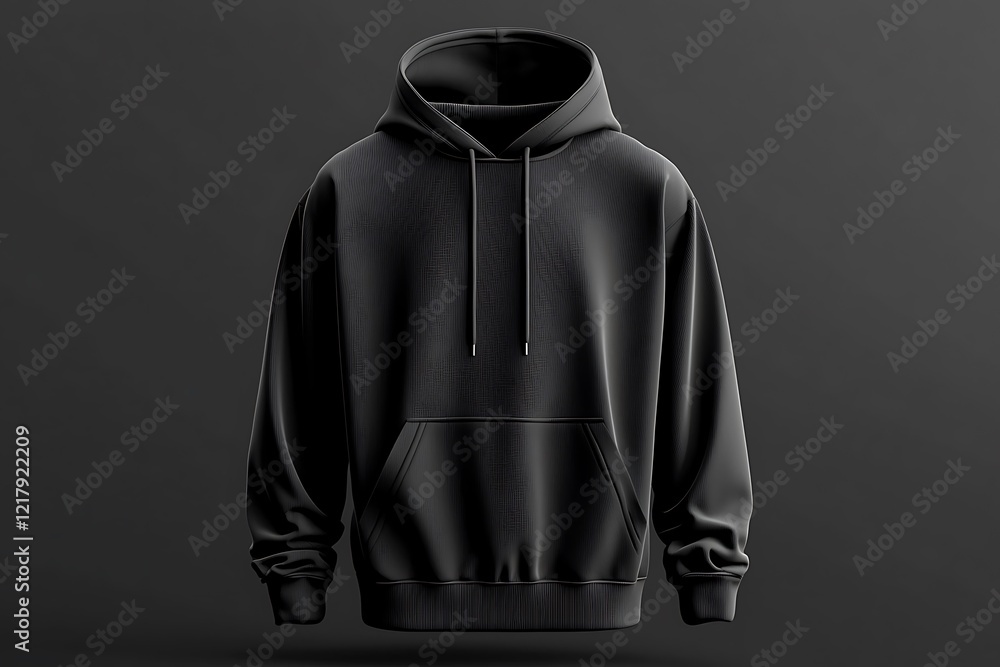 Black hoodie sweatshirt mockup shown from the front view, ideal for showcasing print and design options.