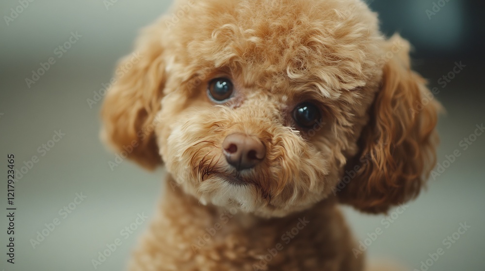 Adorable Toy Poodle Puppy Softly Gazing Warm Light. AI Generated Adorable Toy Poodle Puppy Softly Gazing Warm Light. AI Generated