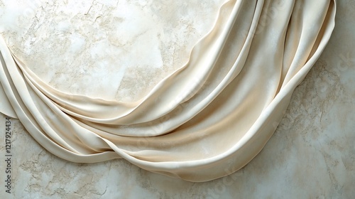 Fototapeta Elegant Creamy Drapery Softly Draped Subtle Textured Background. AI Generated