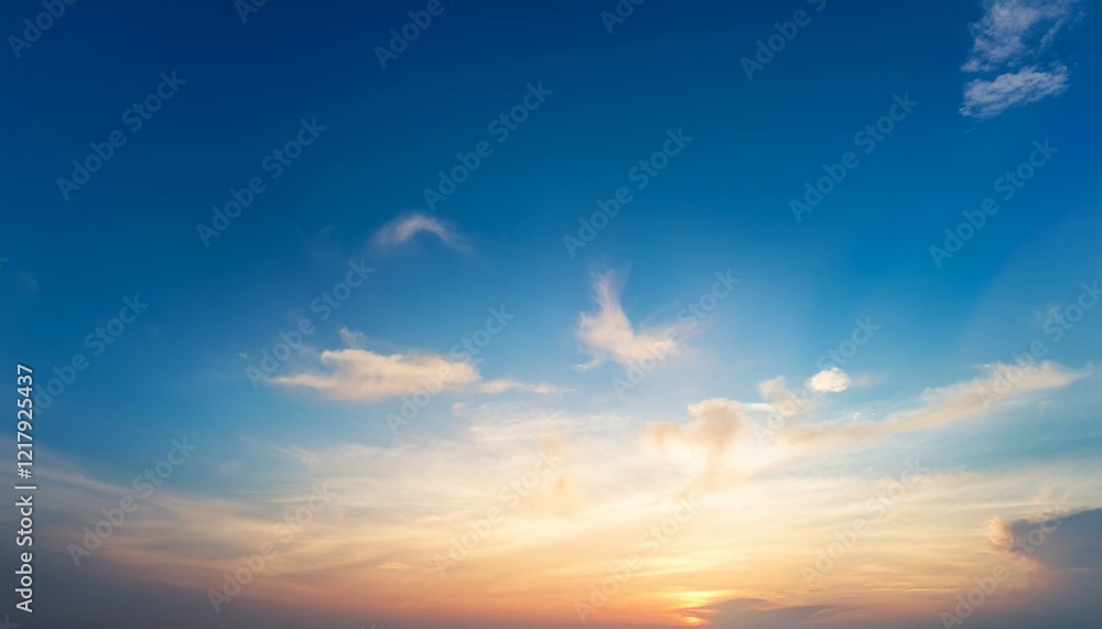 Obraz premium Soft blue sky fuse with sunset light. Generated image