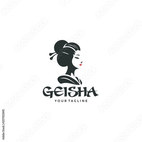 silhouette geisha logo design vector illustration