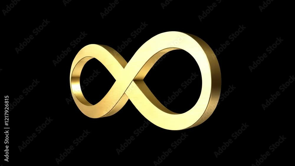 Golden infinity symbol created with smooth curves on a black background reflecting modern design aesthetics Golden infinity symbol created with smooth curves on a black background reflecting modern design aesthetics