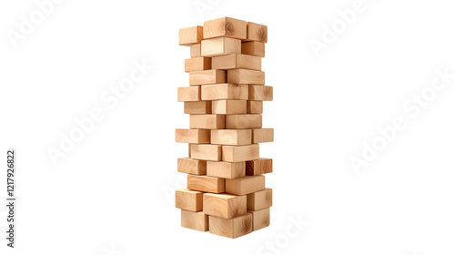 Wooden Block Tower Game Jenga Risk Strategy Challenge Close up Image photo