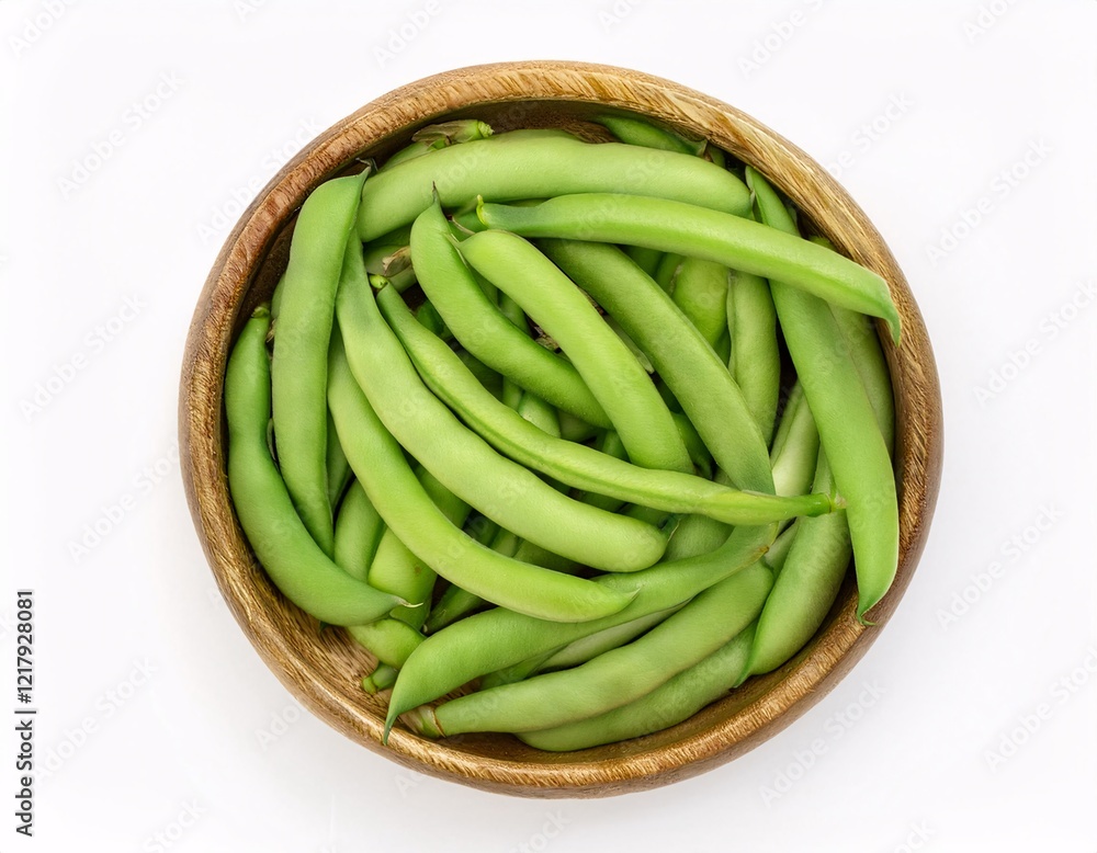 Top View of Green Beans for Healthy Food Concept on White Surface Top View of Green Beans for Healthy Food Concept on White Surface
