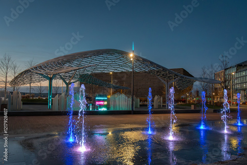 Dundee Scotland waterfront area on a bright winter morning