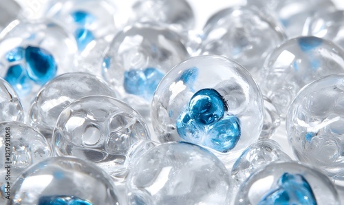 Wallpaper Mural Close-up of transparent bubbles, Cosmetics, Research, generation AI  Torontodigital.ca