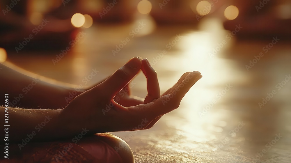 custom made wallpaper toronto digitalYoga class in studio, close-up of hands in yoga pose, serene and peaceful atmosphere
