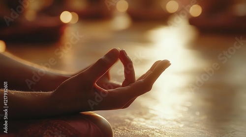Wallpaper Mural Yoga class in studio, close-up of hands in yoga pose, serene and peaceful atmosphere Torontodigital.ca